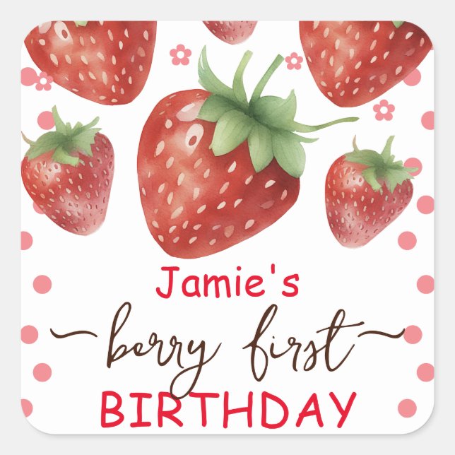 Sticker Carré Berry Premier Anniversaire (Devant)