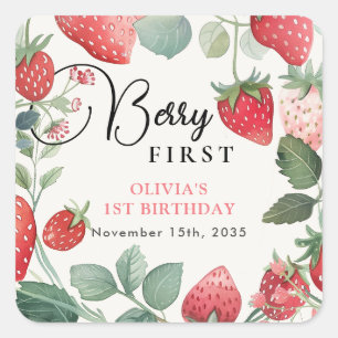 Sticker Carré Berry Premier Floral 1er Anniversaire