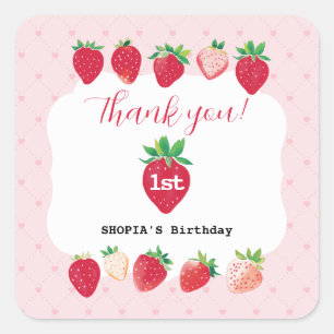 Sticker Carré Berry Sweet 1er anniversaire