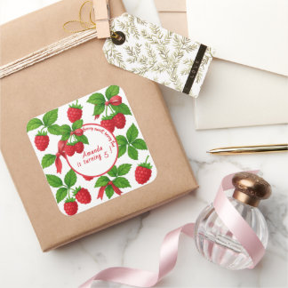 Sticker Carré Berry Sweet Raspberry Anniversaire de enfant Party