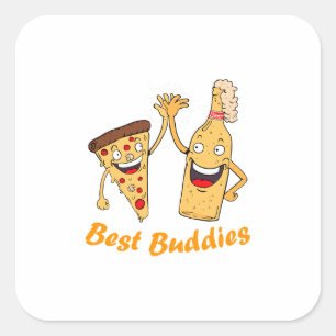 Sticker Carré Best Buddies Pizza et bière