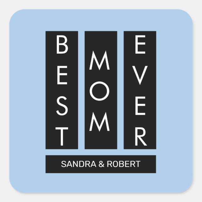 Sticker Carré Best mom ever Custom kids names (Devant)