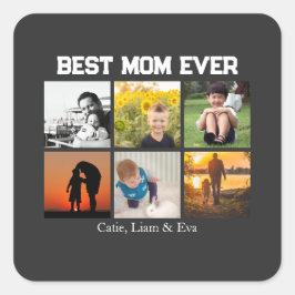 Sticker Carré Best Mom Ever Customizable name and images
