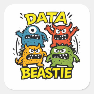 Sticker Carré Bête de données grognon Magnet