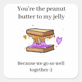 Sticker Carré Beurre d'arachide amusant Jelly Valentine's