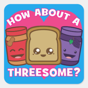 Sticker Carré Beurre d'arachide et gelée - Et un trio ?
