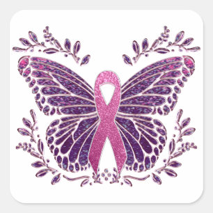 Sticker Carré Beurre de sensibilisation au cancer du sein Fronti