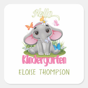 Sticker Carré Beurre Eléphant jardin d'enfants Retour à l'école
