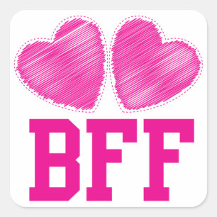 Sticker Carré BFF Best Friends pour toujours avec coeur d'amour