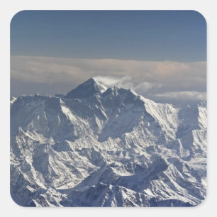 Sticker Carré BHOUTAN. Neige éternelle sur le mont Everest,