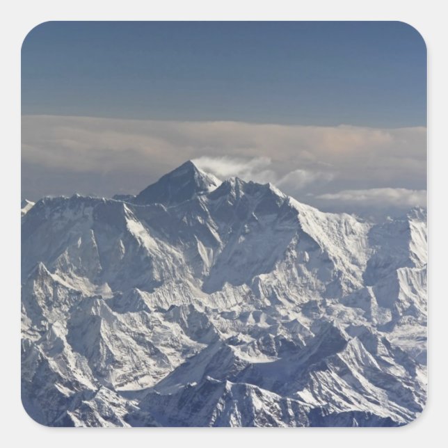 Sticker Carré BHOUTAN. Neige éternelle sur l'Everest Mountain, (Devant)