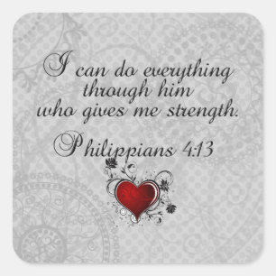 Sticker Carré Bible Christian Verse Philippiens 4:13