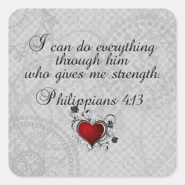Sticker Carré Bible Christian Verse Philippiens 4:13 (Devant)