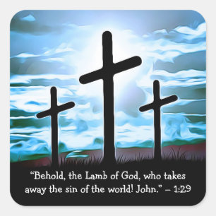 Sticker Carré Bible Verse Crosses, Religieux chrétien