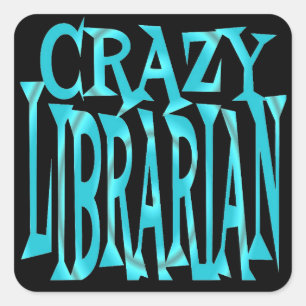 Sticker Carré Bibliothécaire fou en Turquoise