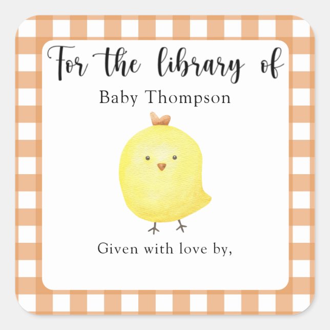 Sticker Carré bibliothèque de Baby showers chiches - pour la bib (Devant)