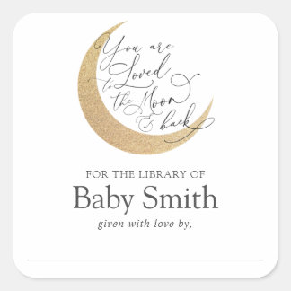 Sticker Carré Bibliothèque de Baby showers Lune et Back