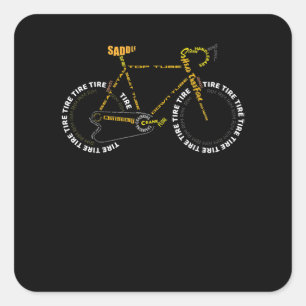 Sticker Carré Bicycle Anatomie Mignonne Cyclisme Est Cadeau Vie