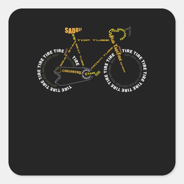 Sticker Carré Bicycle Anatomie Mignonne Cyclisme Est Cadeau Vie (Devant)