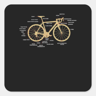 Sticker Carré Bicycle Cycling Anatomy Road