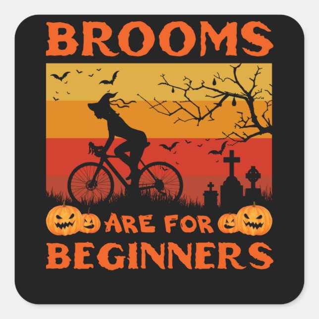 Sticker Carré bicycle witch brooms (Devant)