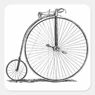 Sticker Carré Bicyclette à grande roue Penny Farthing