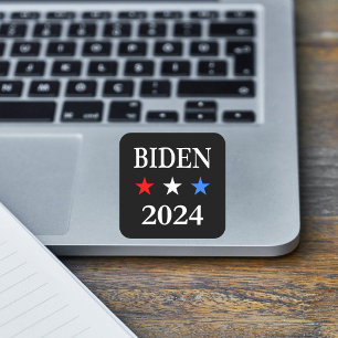 Sticker Carré Biden 2024 Le président américain trois étoiles pa