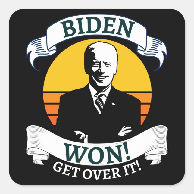 Sticker Carré Biden Gagnera Obtenir Sur It Pro Biden (Devant)