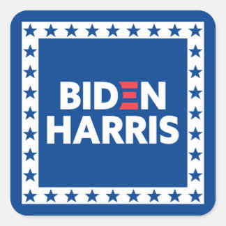 Sticker Carré Biden / Harris Stars Frame Blanc Bleu