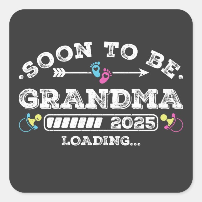 Sticker Carré Bientôt être Grand-mère 2025 Chargement (Devant)