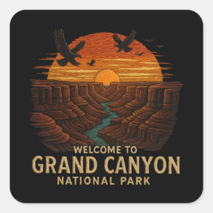 Sticker Carré Bienvenue à la broderie Grand Canyon National USA