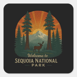 Sticker Carré Bienvenue à la broderie Sequoia National USA Park