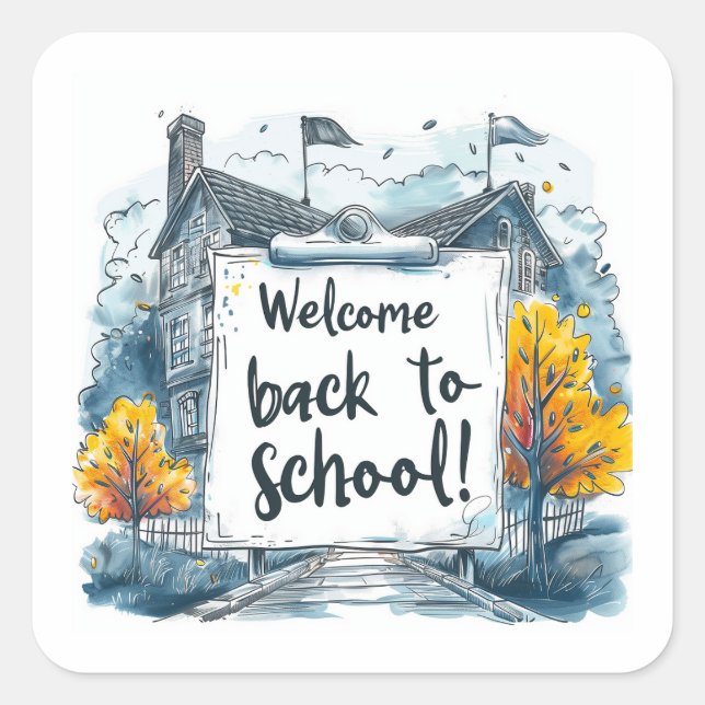 Sticker Carré Bienvenue à l'école ! (Devant)