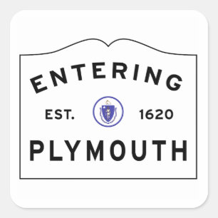 Sticker Carré Bienvenue à l'enseigne municipale de Plymouth MA