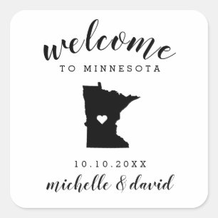 Sticker Carré Bienvenue au Minnesota   Mariage personnalisé