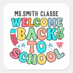 STICKER CARRÉ BIENVENUE AU RETOUR À L'ÉCOLE