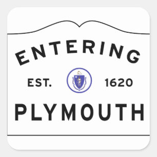 Sticker Carré Bienvenue dans la ville de Plymouth MA