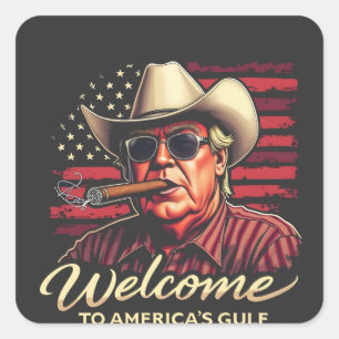Sticker Carré Bienvenue dans l'Amérique du Golfe drôle Trump