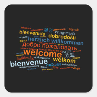 Sticker Carré Bienvenue dans plusieurs langues