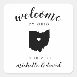 Sticker Carré Bienvenue en Ohio Service personnalisé Mariage