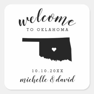 Sticker Carré Bienvenue en Oklahoma   Service personnalisé Maria