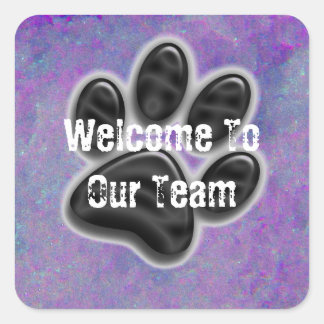 Sticker Carré Bienvenue Équipe Empreinte de patte Animaux aidant