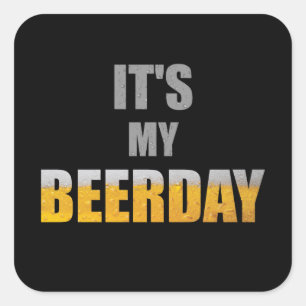 Sticker Carré Bière / Anniversaire - Amateur de bière idée cadea
