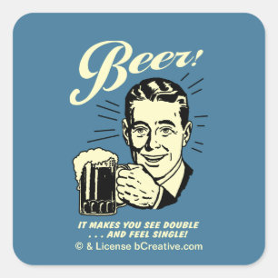 Sticker Carré Bière : Ça Vous Fait Voir Double