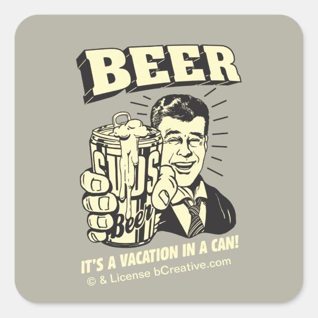 Sticker Carré Bière : C'est un séjour en Can (Devant)