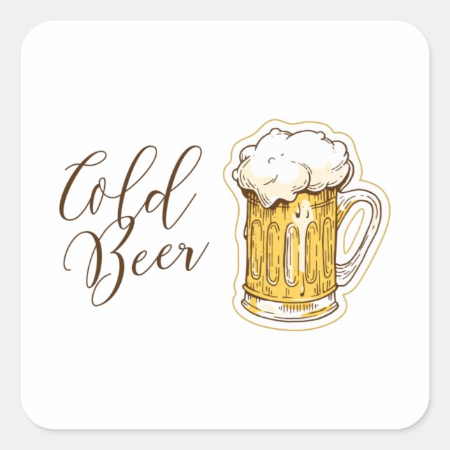 Sticker Carré Bière froide (Devant)