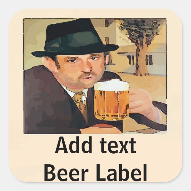 Sticker Carré Bière Homebrew, Étiquette, ajouter du texte (Devant)