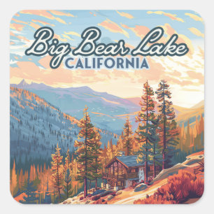 Sticker Carré Big Bear Lake California San Bernardino Vintage