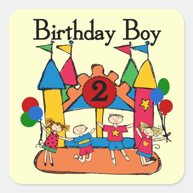 Sticker Carré Big Bounce Boy 2nd Birthday Tshirts et cadeaux (Devant)