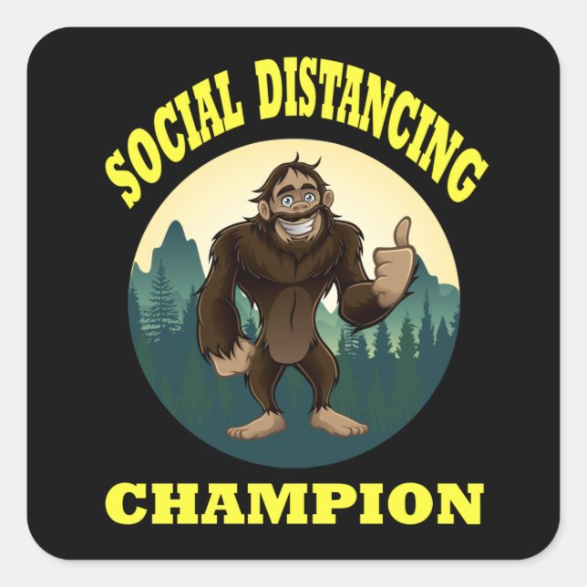 Sticker Carré Big Foot Distancing Social Drôle (Devant)